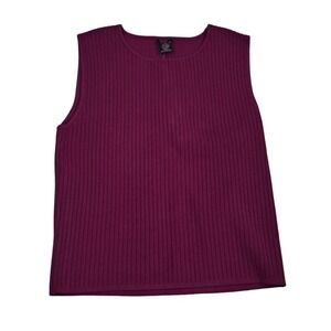 New Doncaster Collection plum purple ribbed Sleeveless top XL NWT Silk Blend